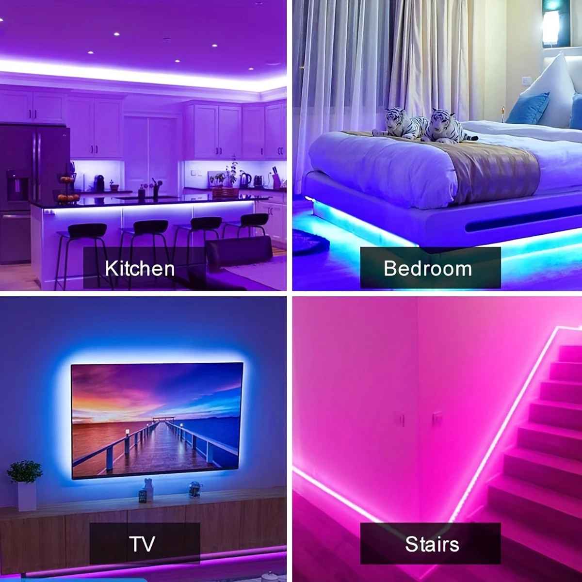 Led Strip Lights Music Sync Led Lights Room with APP Control, Flexible Ribbon Tape Lights for Home Party Decor TV Backlight