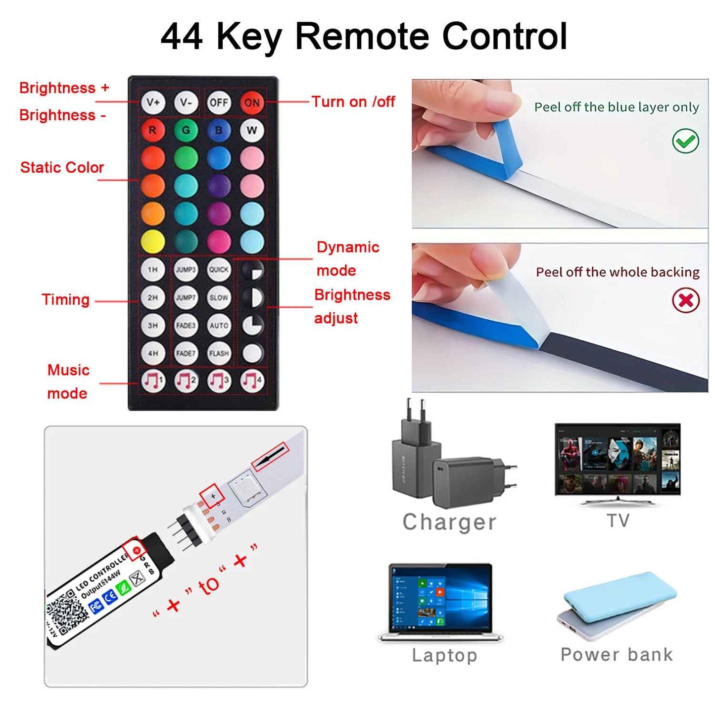 Led Strip Lights Music Sync Led Lights Room with APP Control, Flexible Ribbon Tape Lights for Home Party Decor TV Backlight