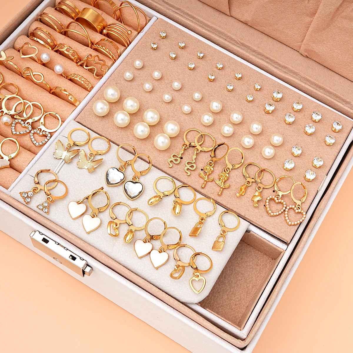 73 Pcs/Set Fashion Metal Earrings Necklaces Bracelets Ankles Rings Combinations Jewelry Sets For Women's Gifts 2024 New