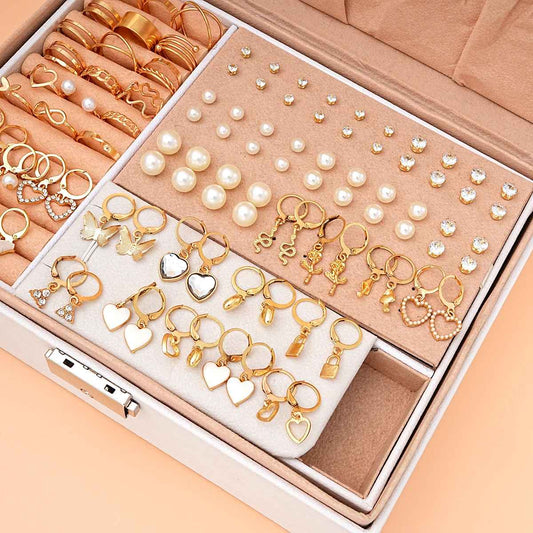 73 Pcs/Set Fashion Metal Earrings Necklaces Bracelets Ankles Rings Combinations Jewelry Sets For Women's Gifts 2024 New
