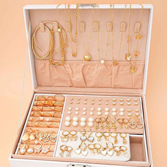 73 Pcs/Set Fashion Metal Earrings Necklaces Bracelets Ankles Rings Combinations Jewelry Sets For Women's Gifts 2024 New